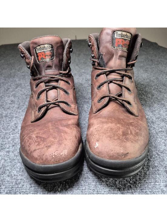 Timberland Pro Boots Men Size 9.5 M Powerwelt Steel Toe Work Dark Brown Leather main image 8